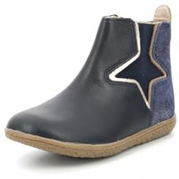 Kickers Vermillon Metallic Navy Blue Girl's Ankle Boots
