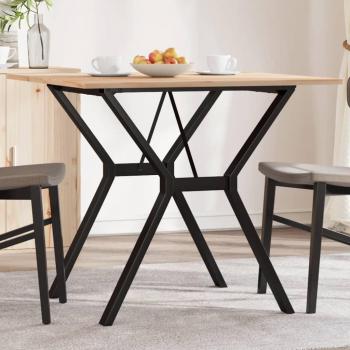 Mesa de comedor en Y 90x90x75 cm Pino macizo y hierro fundido Marrón