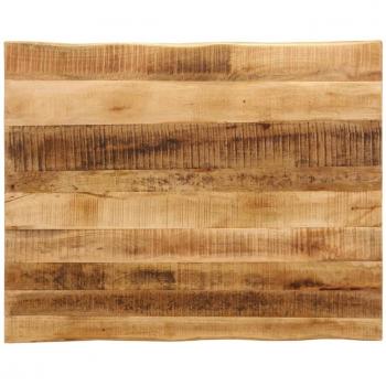 Tablero de mesa borde natural madera maciza mango 90x80x3,8 cm Marrón