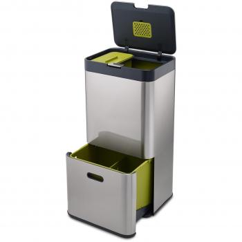 Joseph Joseph Totem 60 L - Cubo de Basura, Separación y Reciclaje Color Acero Inoxidable
