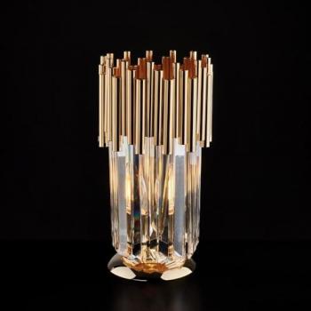 Lámpara de Mesa Contemporánea Ravel Oro 1 Luz E14 con Strass