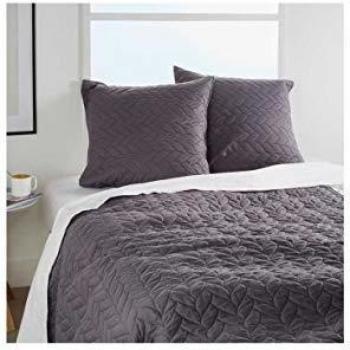 Colcha Tressé Gris Oscuro 260x240 cm con 2 Fundas de Almohada