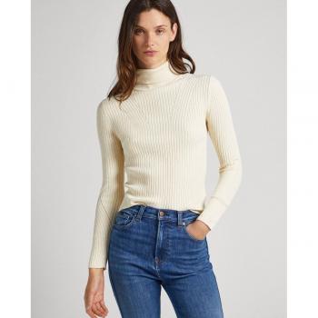 Jersey Pepe Jeans Dalia Rolled Blanco de Cuello Alto para Mujer