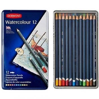 Lápices Derwent Solubles en Agua, Para Pintar y Dibujar, Set de 12, Ideal para Matizar y Crear Capas, Calidad Profesional, 32881