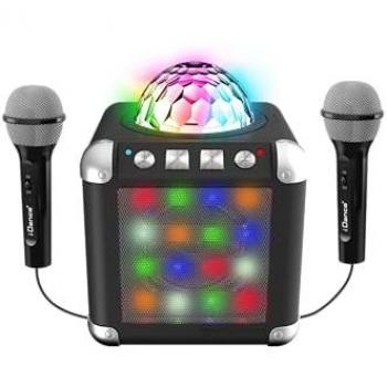 Karaoke con 2 micrófonos, amplificador, luces LED y disco ball Cube Sing 300