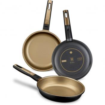 BRA Terra - Juego de 3 Sartenes de Aluminio Fundido, Adecuadas para Todo Tipo de Cocinas Incluyendo Inducción y Vitrocerámica, Aptas para Lavavajillas, Diámetros 18-22-26 cm