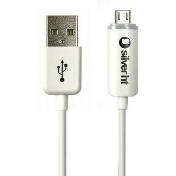 Silver HT - Cable de carga y sincronización Smart LED Micro USB SilverHT blanco