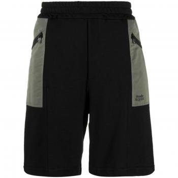 Alexander McQueen Men's Organic Cotton Two-Tone Elasticated Track Shorts in Black | Size Small | 754555QVX431000