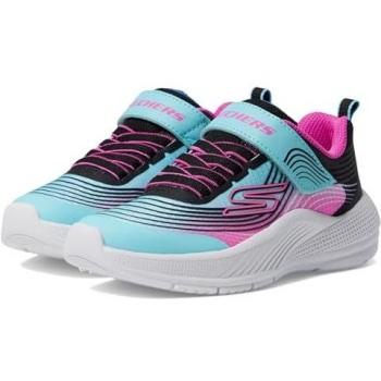 Zapatillas Skechers Microspec Advance Niña - Malla Aqua/Púrpura, con detalles 3D y cierre de velcro