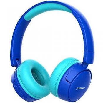 gorsun Auriculares Bluetooth para niños, Auriculares Plegable para niños con 85dB Volumen Limitado, Auriculares Ajustable y Plegable con micrófono-Azul