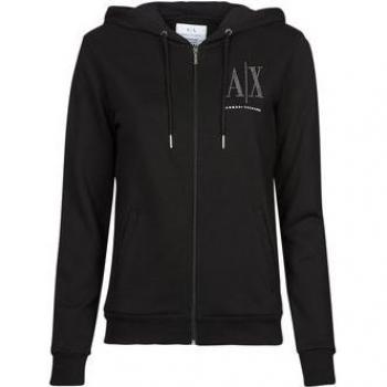 Armani Exchange Women's Black Zip-Up Hooded Sweatshirt 8NYM21, Casual Cotton Long Sleeve, Size S