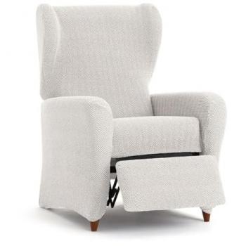 Funda para sillón Eysa JAZ Blanco 90 x 120 x 85 cm, bielástica, color crudo, para sillón relax, medidas de 60 a 85 cm