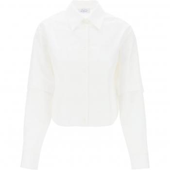 Off-White Women's Shirt with Embroidered Logo Detail - Size 42 - White