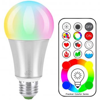 iLC Bombillas Colores RGBW LED Bombilla Cambio de Color Edison - RGB 120 de colores Regulable - 10 vatios E27- Control remoto Incluido para Casa Decoración Bar Fiesta Ambiente Ambiance Iluminación