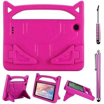 SourceTon Flre 7 - Funda protectora para tablet con 2 lápices capacitivos, ligera, color rosa, con 2 estilos de lápiz capacitivo para pantalla táctil compatible con tablet de 7 pulgadas
