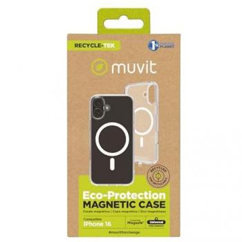 Funda Recycletek Magsafe Compatible con Apple iPhone 16 Transparente Muvit For Change