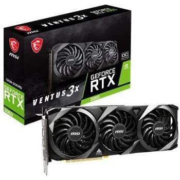 MSI GeForce RTX 3060 VENTUS 3X 12G OC Gaming Graphics Card - 12GB GDDR6, 1807 MHz, PCI Express Gen 4, 192-bit, 3x DP v 1.4a, HDMI 2.1 (Supports 4K)