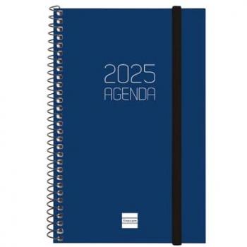 Finocam - Agenda Espiral Beta 2025 Azul Portugués, Semana Vista Horizontal, Enero 2025 - Diciembre 2025 (12 meses), tamaño E5-117x181 mm