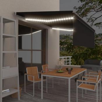 Toldo retráctil manual Day and Night 4x3 m antracita con LED