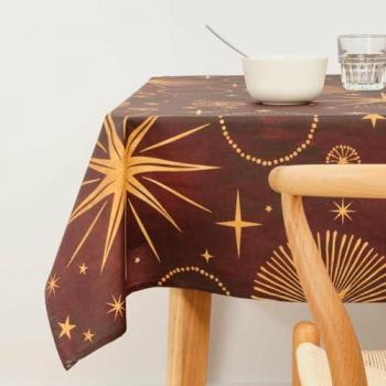 Mantel Navideño Impermeable Antimanchas 100% Algodón - 200x155 cm Cielo Rojo