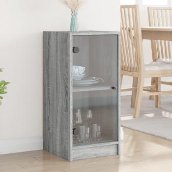 Armario auxiliar con puertas de vidrio gris Sonoma 35x37x75,5 cm