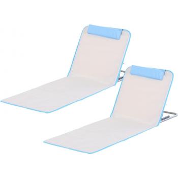 Pack 2 esterillas de playa Outsunny 5 posiciones + bolsa de transporte
