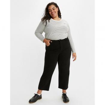 Vaquero Levi's Plus Ribcage Recto Tiro Alto Tobillero Mujer Negro Talla 20