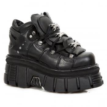 Botines Mujer Marca New Rock Modelo M 106 S29, Botas de cuero negro, EU40