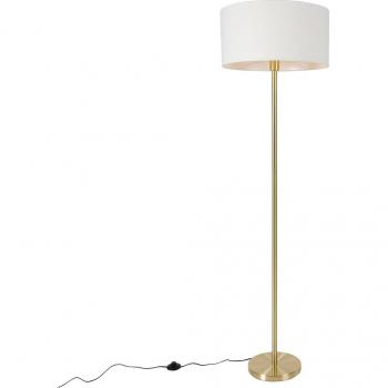 Lámpara de pie de latón con pantalla blanca 50 cm - Diseño moderno, compatible con LED, máximo 1 x 60 Watt