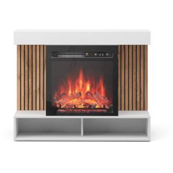 Chimenea eléctrica Vicco Lynea, 100 cm, blanca, con efecto de llama realista y calefactor de 1800W