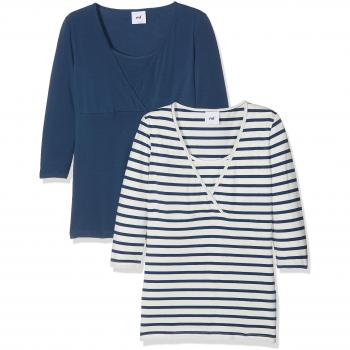 MAMALICIOUS Mllea Organic Tess 3/4 Mix Top Nf 2, Camisa Manga Larga para Mujer, Azul