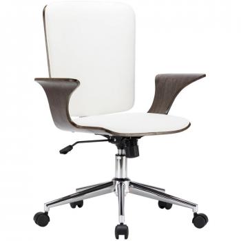 Silla de oficina Catania giratoria madera curva blanco/gris 92/104xx69x61 cm