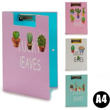 Pack 4 carpetas con pinza y goma A4 cactus surtido