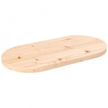 Mesa ovalada de madera maciza de pino 80x40x2,5 cm Marrón