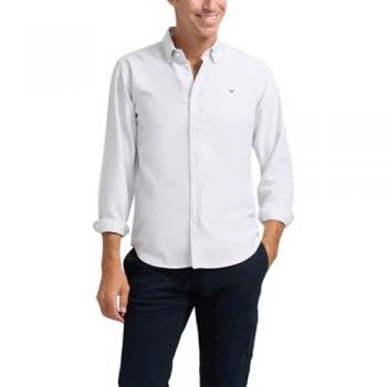 Silbon - Camisa sport oxford rayas finas verdes manga larga para hombre talla S