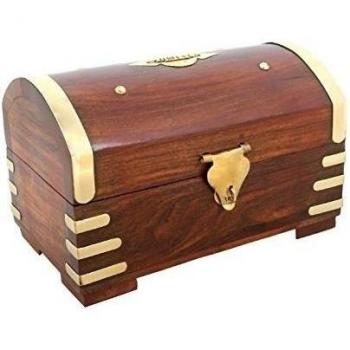 Cofre del tesoro de madera caja de joyería con latón decoración hecha a mano regalo para mujer