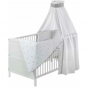 Cuna Completa Conny Blanca con Estrellitas Grises 70 x 140 cm