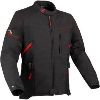 Bering Cobalt Chaqueta textil de moto - Negro Rojo (4XL)
