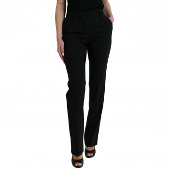 Dolce & Gabbana Elegant Tapered Wool Trousers - IT38 | XS, Black, Female, Straight Trousers