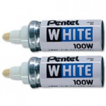 Pentel - Marcador permanente Pentel White de formato corto en color blanco - Pack de 12