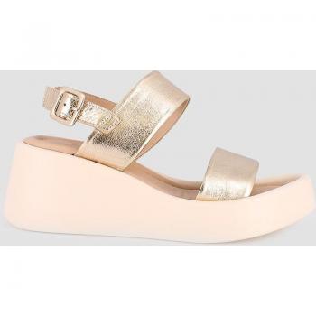 Sandalias Geminis de cuña en piel dorada para mujer