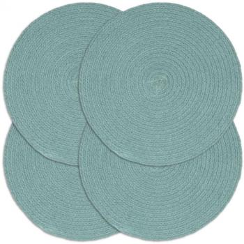 Mantel individual redondo de algodón liso verde 38 cm - 4 unidades