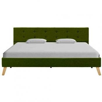 vidaXL Estructura Cama Tela Somier Mobiliario Decoración Hogar Casa Clásica Práctica Cómoda Moderna Robusta y Duradera Sin Colchón Verde 160x200cm