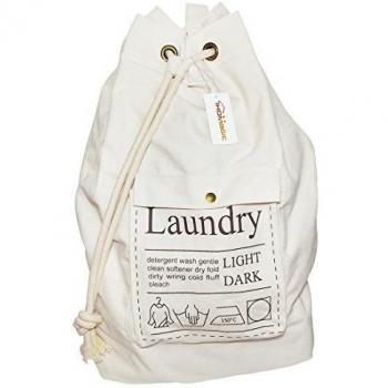Ihomagic Bolsas de Lavandería Lavado Lona de algodón Bolsa para la colada Algodón Natural Almacenamiento en el hogar Organización Cesta para la colada, colada dormitorio,Camping 55*18*60cm 50L beige