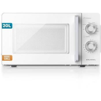 Microondas con Grill Grunkel MWG-20MG - 20L de Capacidad - 700W - Blanco - 5-6 Niveles de Potencia, 3 Modos Combinados, Temporizador 30 min