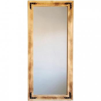 Espejo rectangular de pino macizo 50x110 cm estilo vintage color marrón WELLHOME