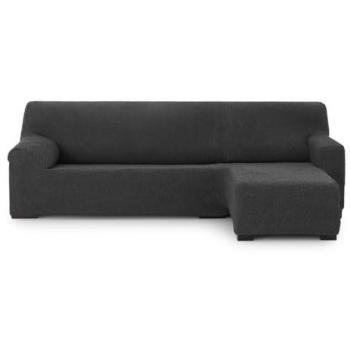 Funda para Chaise Longue de Brazo Corto Derecho Bielástica Thor Gris Oscuro 110 x 110 x 310 cm