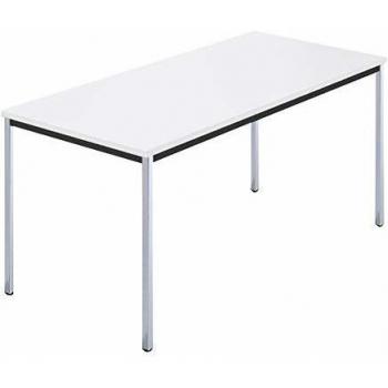 Mesa rectangular de tubo cuadrado cromado 1500 x 800 mm blanca