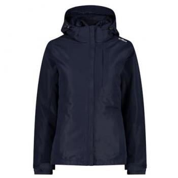 CMP Women's Zip Hooded Jacket with Detachable Inner Liner - Black/Blue Size 42