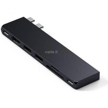 Satechi USB-C Pro Hub Slim Adapter - 7 Ports, Midnight Black Docking Station